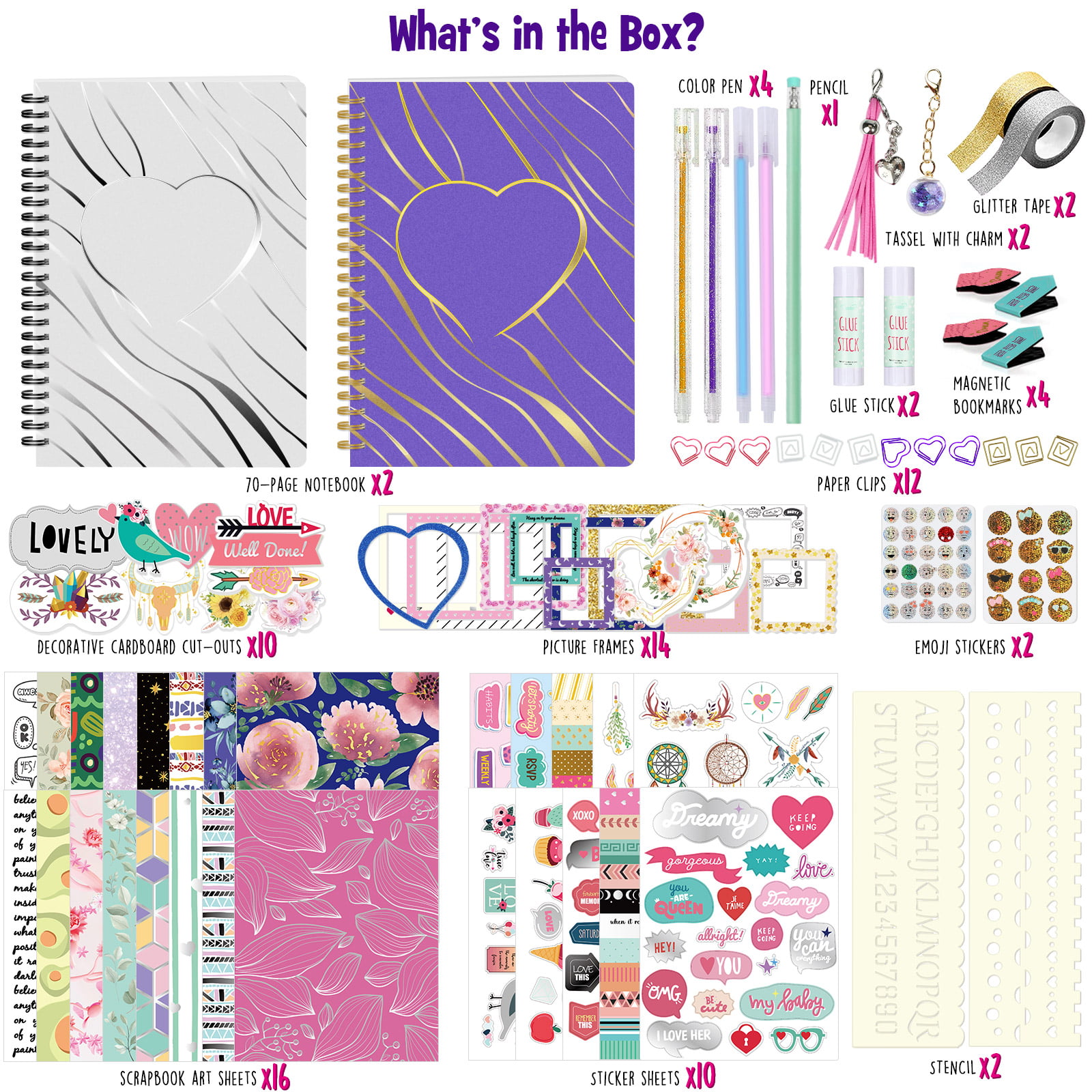2-Pack DIY Journal Kit - Gifts for Girls Age of 8 9 10 11 12 13 Years Old -  Art & Crafts for Tween Kids - Girls Gifts Birthday Ideas - Teen