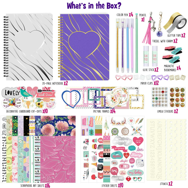 Scrapbook Kit For Girls Diary Journal Set For Kids DIY Cute Stationery  Supplies Art Set For