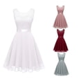 thumbnail image 2 of Sonducket Vestido de mujer Color sólido Encaje Empalme Fiesta Citas Retro Swing Vestidos Mezcla de algodón Moda Ropa casual M Blanco Vestidos L Rot, 2 of 6