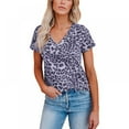 thumbnail image 5 of Monfince Women's Casual Tops Short Sleeve V-Neck Leopard Print Shirts Loose Blouse Basic Tee T-Shirt, 5 of 5