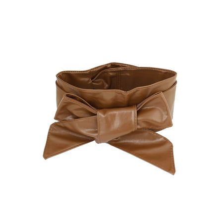 Unique Bargains Women's Wrap Around Tie Corset Cinch Bowknot Wide Waist Belt