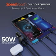HyperGear SpeedBoost 50-Watt Quad PD Car Charger, Black, 15785
