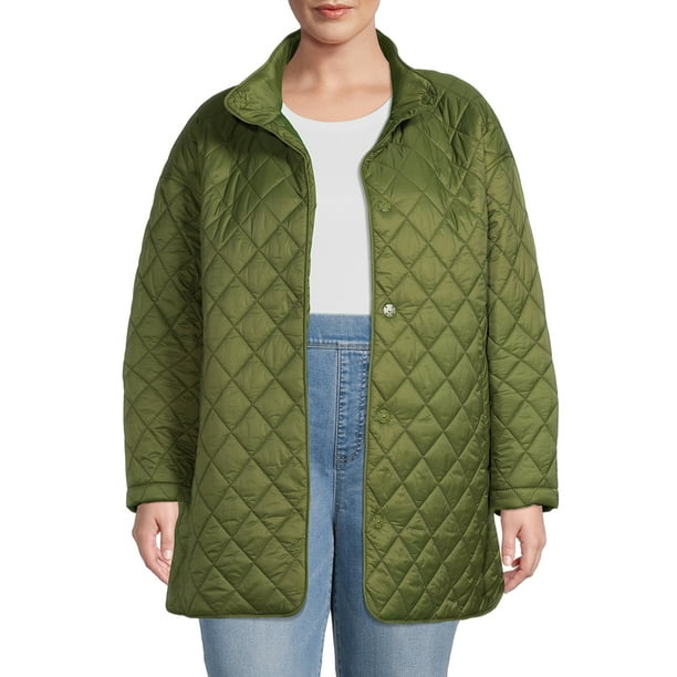 Time and Tru Women's and Plus Quilted Barn Coat - Walmart.com