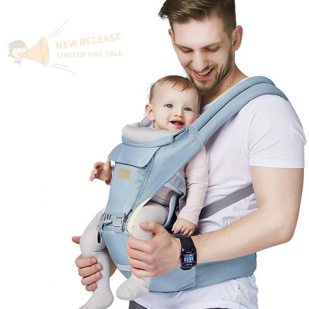 Baby Carrier 6 In 1 Baby Carrier With Waist Stool Fruiteam Baby Carrier With Hip Seat For Breastfeeding One Size Fits All Adapt To Newborn Infant Toddler Blue Walmart Com
