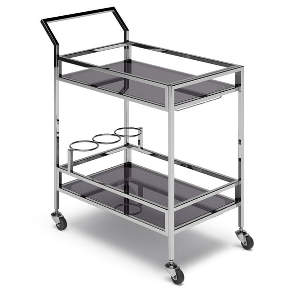 Simpli Home Watts 26 Inch Bar Cart In Chrome