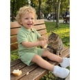 thumbnail image 4 of BemeyourBBs Toddler Baby Boy Summer Clothes Infant Baby Boy 2 Pieces Outfit Cotton Short Sleeve Solid Color Lapel Collared Shirt Tops and Shorts Set, 4 of 9