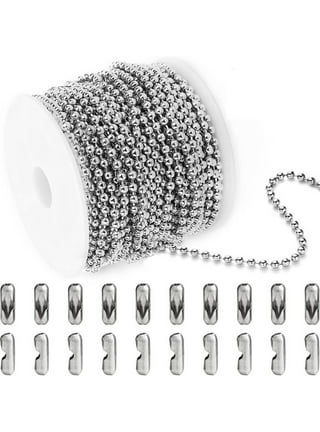 Ball Bead Chain Stainless Steel 33ft/10m Beaded Dog Chain Necklace Chains  For Jewelry Making DIY Crafts Silver Metal Small Bead Chain Roll With 20pcs  Beads for Beaded Bracelets Links for Jewelry 