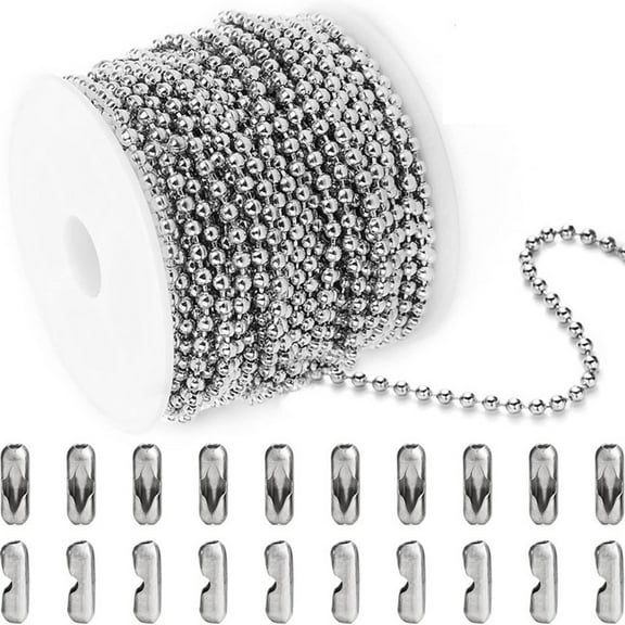 QUSENLON Stainless Steel Ball Chains Beaded Necklace Chains Silver Small Ball Bead Chain