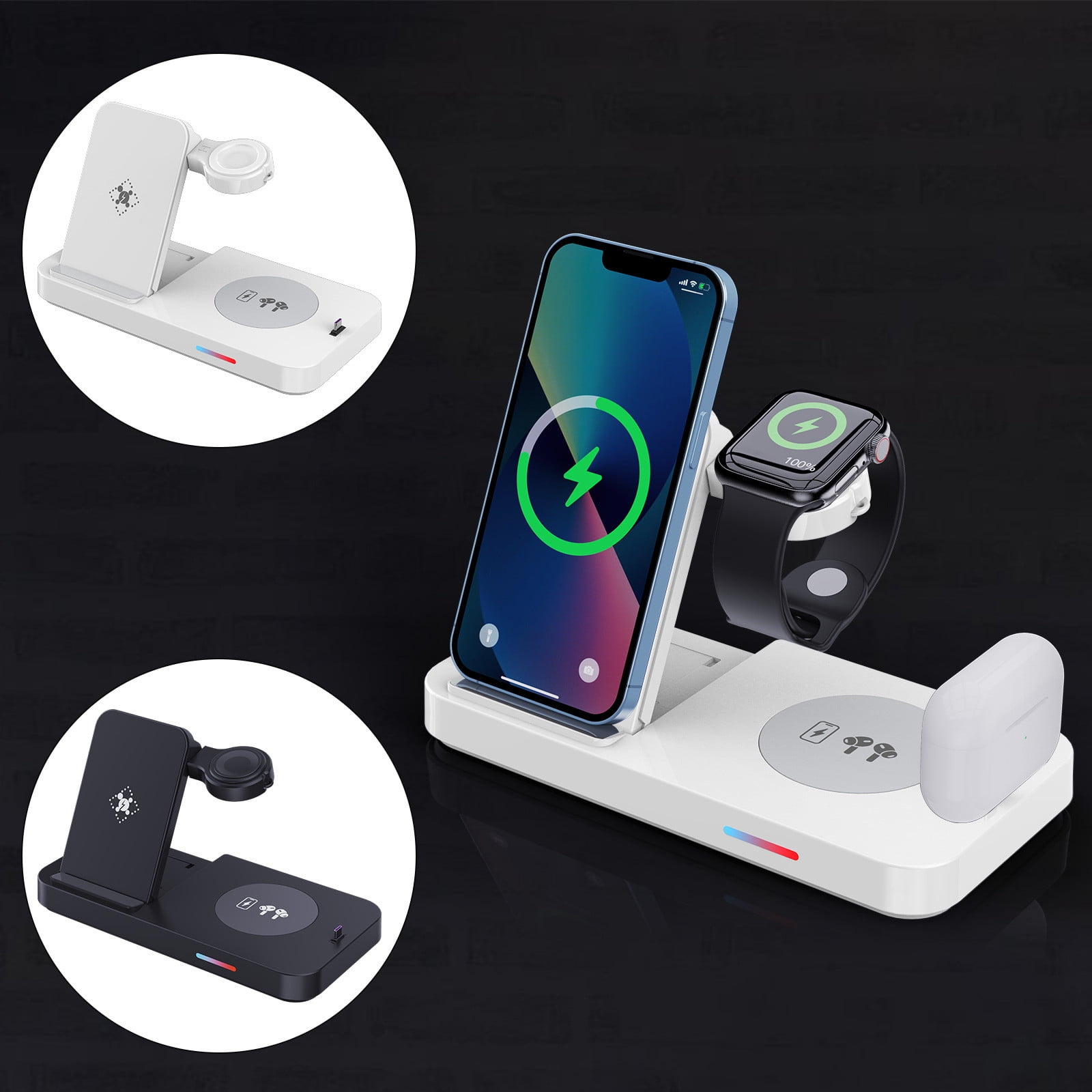 Phone Accessories 4 In 1 Magnetic Wireless Charger Station Fast Wireless Charging Stand 15W For I-Phone For Air-Pods For