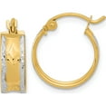 thumbnail image 1 of 14K Yellow & Rhodium White Polished Diamond-Cut Hoops (14.88 X 15.29) Made In Indonesia tf1070, 1 of 5