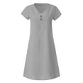 thumbnail image 6 of ClodeEU Women's Summer Dress， V-Neck Short Sleeve Solid Color Short Sleeved Dress Gray,Womens Plus L, 6 of 7