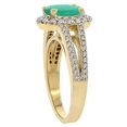thumbnail image 3 of 10K Yellow Gold Natural Cabochon Emerald Halo Ring Oval 8x6 mm with Diamond Accents, size 7, 3 of 4