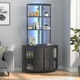 thumbnail image 4 of VECELO Corner Shelf with Power Outlets and LED Lights, 6-Tier Corner Bar Cabinet with Glass Holder, 63" Tall Corner Stand Display Storage Rack, Corner Bookshelf Bookcase, Charcoal Grey, 4 of 10