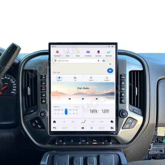 MOOKAKA 15.6" Smart Display Radio Audio Media Player for Chevrolet Silverado/GMC 2014-2019 Car Navigation GPS Upgrade Headunit Android Replacement 1080P Screen Carplay Accessories (Sliver)