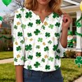 thumbnail image 5 of UngA Womens St Patrick Day Shirts Plus Size Funny V Neck 3/4 Sleeve Tops Shamrock Graphic Tshirt Irish Shirts Outfit,Size S, 5 of 9