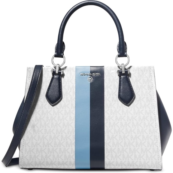 Michael Kors Marilyn Logo Medium Saffiano Leather Satchel, Chambray/Navy