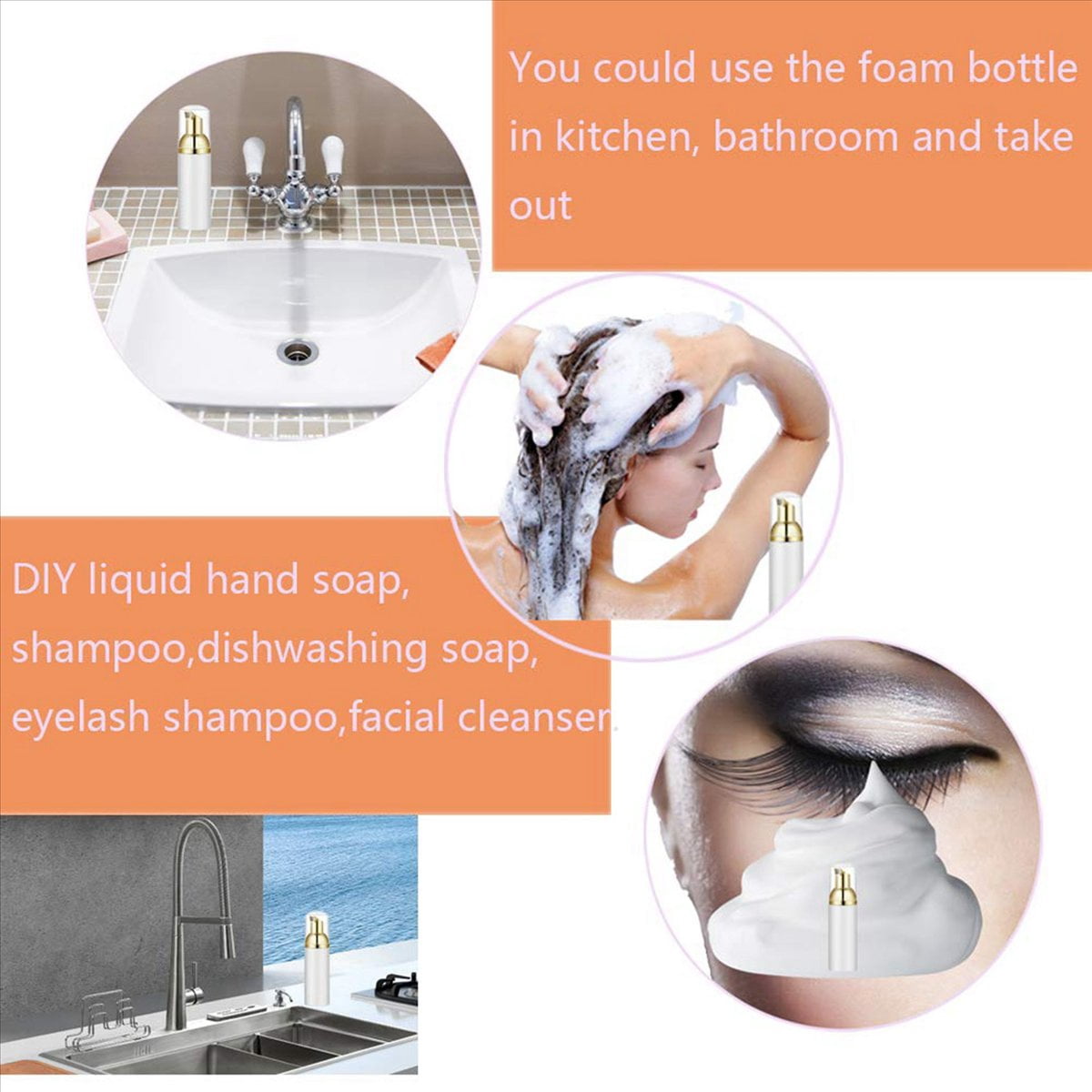 50Ml Empty Bottles Travel Soap Bottles Plastic Foam Dispenser Bottles Foam Soap Pump Dispensers Cleaning,Travel 60Pcs
