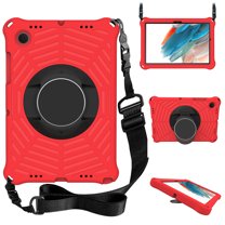 Dteck Case for Samsung Galaxy Tab A8 10.5 Inch (2022), SM-X200/X205/X207 with 360 Degree Rotating Kickstand Shoulder Strap Heavy Duty Protective Rugged Case Cover, Red