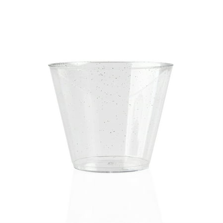 100 Glitter Plastic Cups 9 Oz Clear Wine Cocktail Drinking Cups Tumblers Disposable Glitter Cups Wedding Cups Elegant Party (Best Wines For A Cocktail Party)