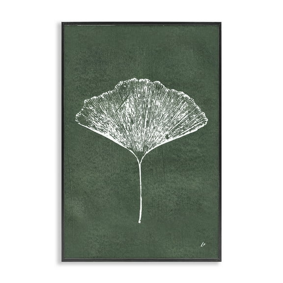 Stupell Industries Ginkgo Impression on Green Plants & Flowers Painting Black Framed Art Print Wall Art, 12 x 18