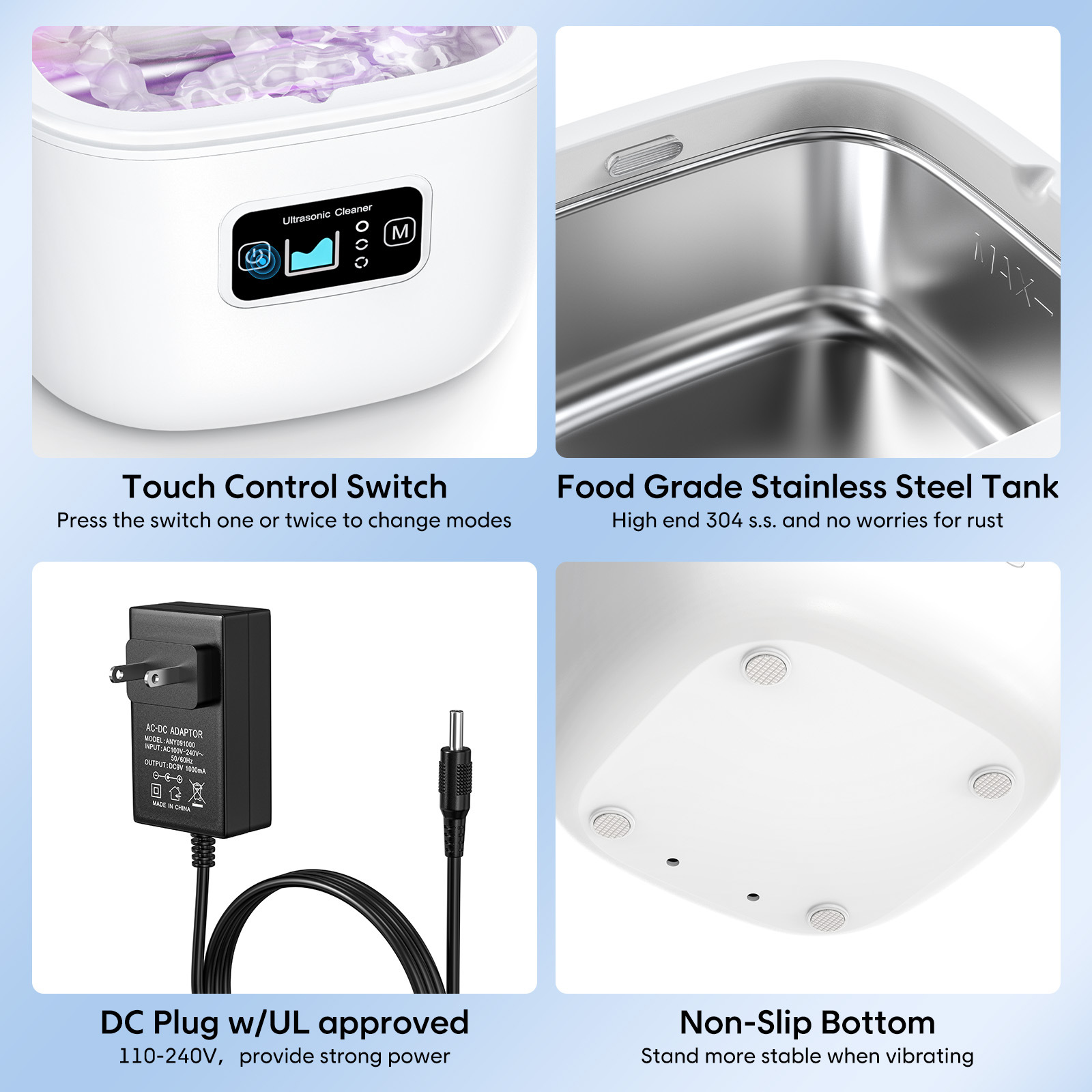 Ultrasonic Teeth Cleaner, 43kHz 255ML Ultrasonic Tooth Tray Cleaner, Ultrasonic Cleaner for Tooth Trays, Dental Guards, Flossing, Whitening Trays, Toothbrush Heads,...
