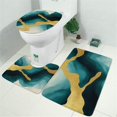 thumbnail image 2 of Blue and Gold Marble Golden Dots Pattern Bathroom Rugs Sets 3 Piece,Toilet Cover Set,Absorbent Non Slip Bathroom Mats Sets with U-Shaped Contour Rug Toilet Rug Set, 2 of 5