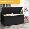 thumbnail image 6 of Craftian Outdoor 260 Gallon Waterproof Wicker Deck Box, Black, 6 of 10