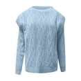 thumbnail image 6 of Lovskoo Sweaters for Women Casual Trendy Solid Pullover Long Sleeve Round-Neck Tops Sweater Light Blue, 6 of 7