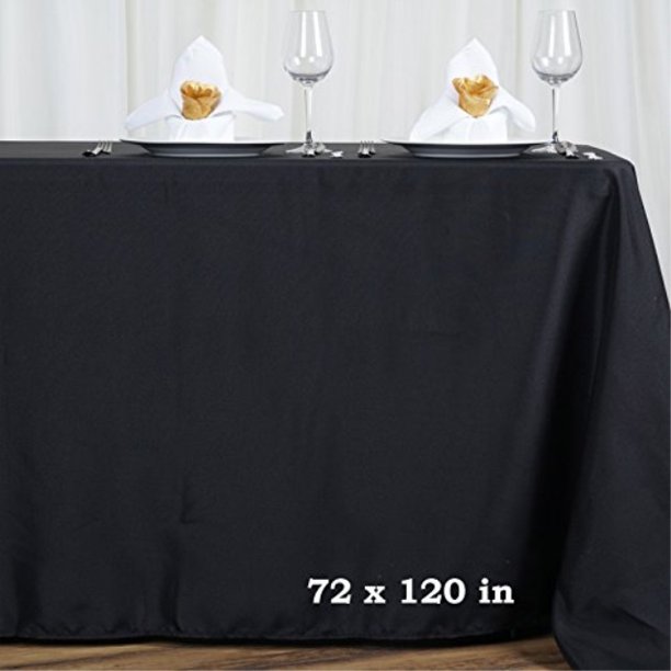 LinenTablecloth 70 x 120Inch Rectangular Polyester Tablecloth Black
