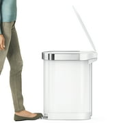 simplehuman Kitchen Trash Can, 45 Liter / 12 Gallon Slim Step Garbage Bin with Soft Close Lid, White