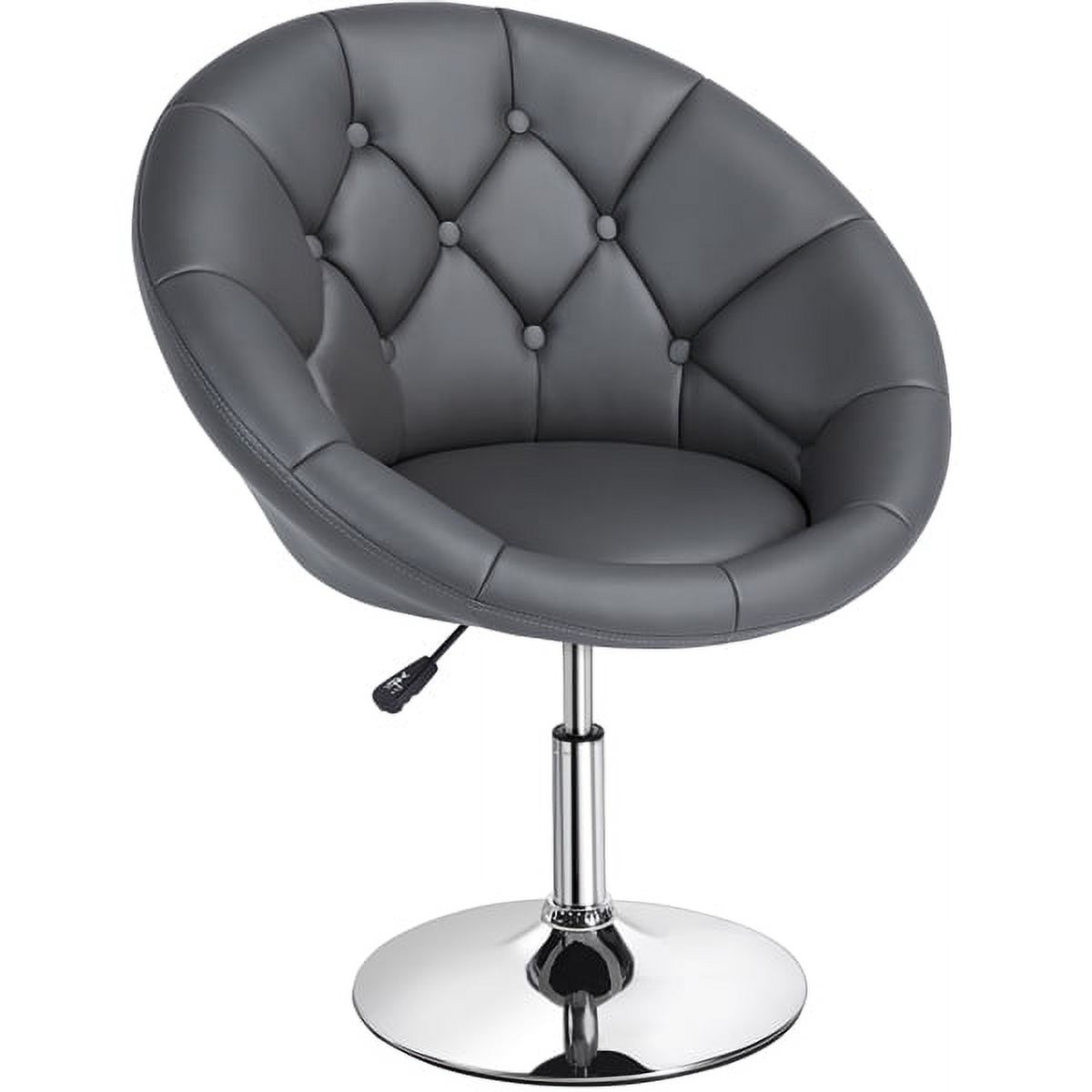Alden Design Modern Tufted Adjustable Barrel Swivel Accent Chair, Gray Faux Leather - image 2 of 13
