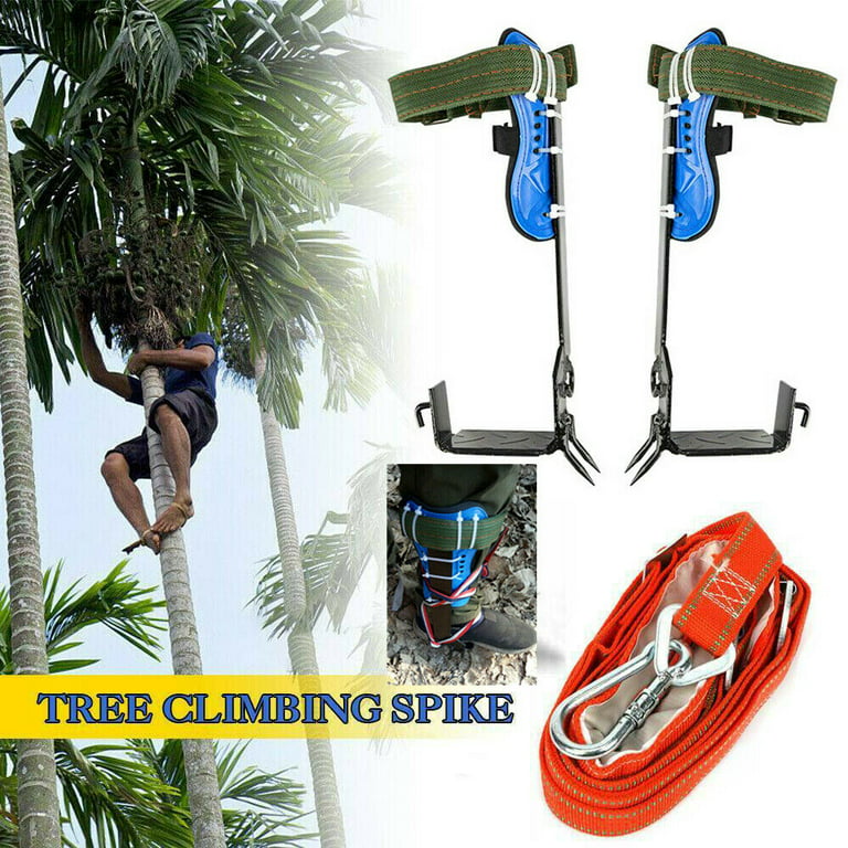 Tree Climbing Spikes 2 Gears Pole Climbing Tool Strap Rope Adjustable  Safety Rescue Harness Belt and Foot Buckle