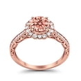 thumbnail image 4 of Filigree Oval Bridal Ring Rose Tone Morganite CZ 925 Sterling Silver Size 8, 4 of 6