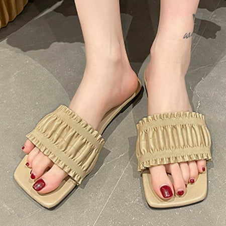 

Ladies Shoes Summer Fashion Pleated Flat Breathable Beach Sandals Womens Flip Flop Slippers Slippers Women Size 8 Women Cross Band Slippers Soft Plush Womens Slippers Fuzzy Boot Slippers Women Outdoor