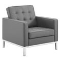 thumbnail image 3 of Pemberley Row Faux Leather Gray Armchair Biscuit Tufting 32.5"H x 61"W x 32"D, 3 of 4