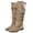 Beige, variant on Fesfesfes Wide Calf Boots For Women Fashion Shoes Retro Western Boots Casual Warm Low Heels Mid-calf Boots US:8.5(41)