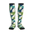 thumbnail image 2 of Socks Calf Pressure Socks Breathable Moisture Absorbent 11.8in×7.9in Full Print Designed For Hiking Walking Sports Lightseagreen Colorful Houndstooth_4 3 Black, 2 of 8