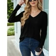thumbnail image 6 of Womens Long Sleeve Tops V Neck Shirts Light-Weight Tunic Sweaters Fashion Black XL, 6 of 9