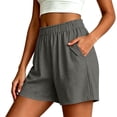 thumbnail image 3 of Sport Shorts Women Striped New Summer Loose Shorts for Women Fashion Ruffle Elastic Waist Casual Shorts with Pocket Wide Leg Daily Versatile Shorts Gray XXL, 3 of 7