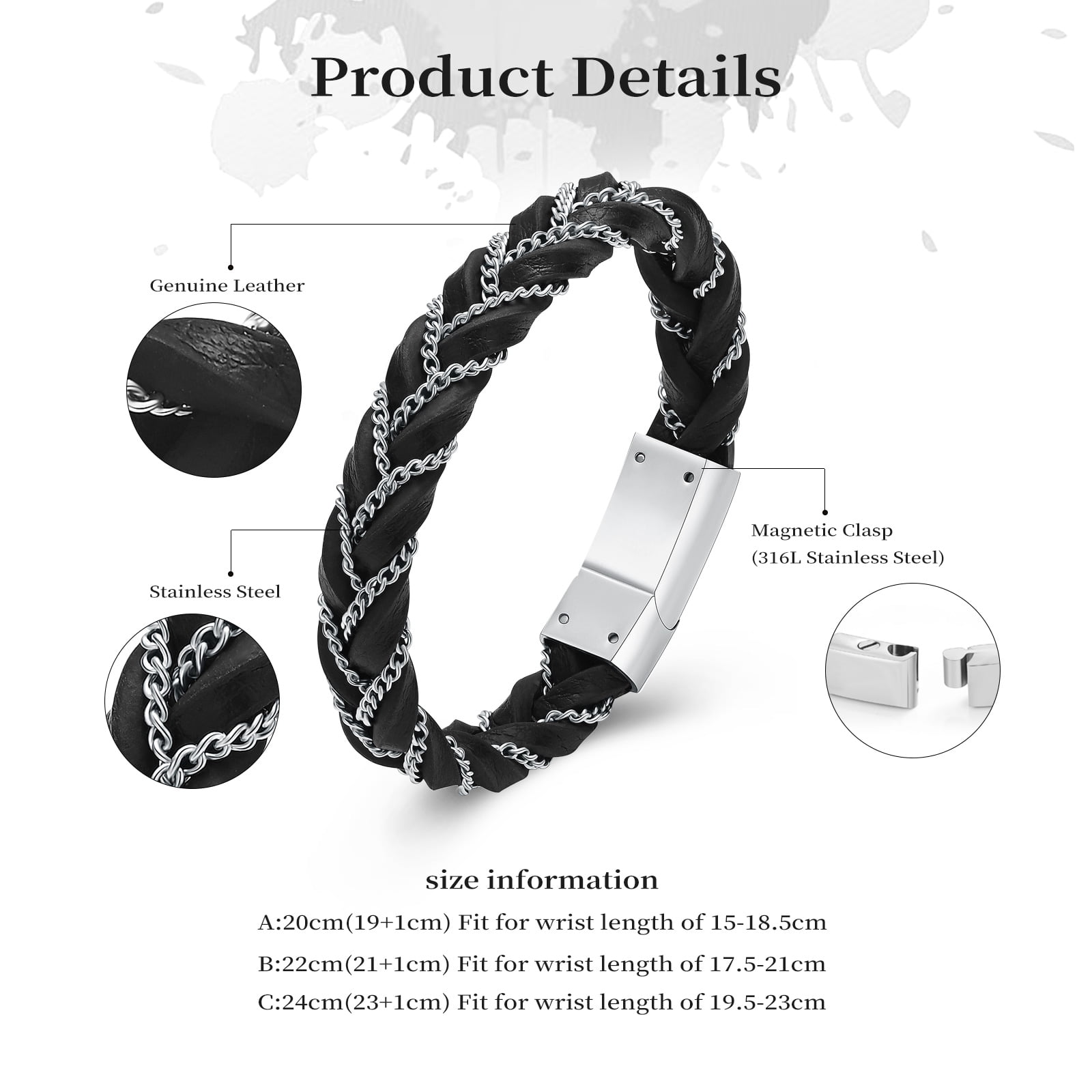 Cremation Bracelet For Ashes – Genuine Leather With Stainless Steel Magnetic Clasp, Memorial Keepsake Jewelry - View #5