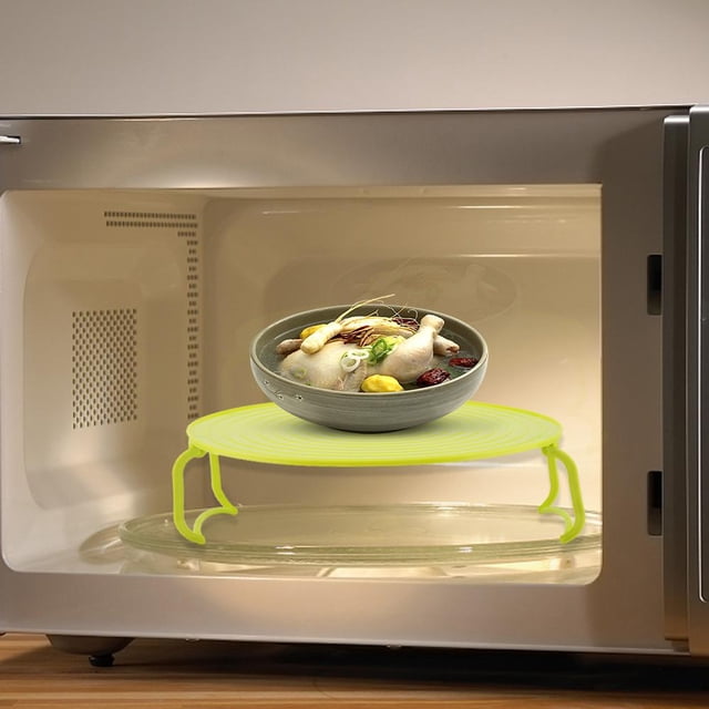 Qiilu Multifunctional Plastic Microwave Oven Heating Layered Steaming Rack Cooking Tray Rack, Plastic Tray Rack,Plastic Steaming Rack