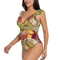 thumbnail image 3 of Fotbe Bright Mushrooms Women's Tummy Control Swimsuits Slimming One Piece Bathing Suit Ruffle Wrap V Neck Swimwear-, 3 of 8
