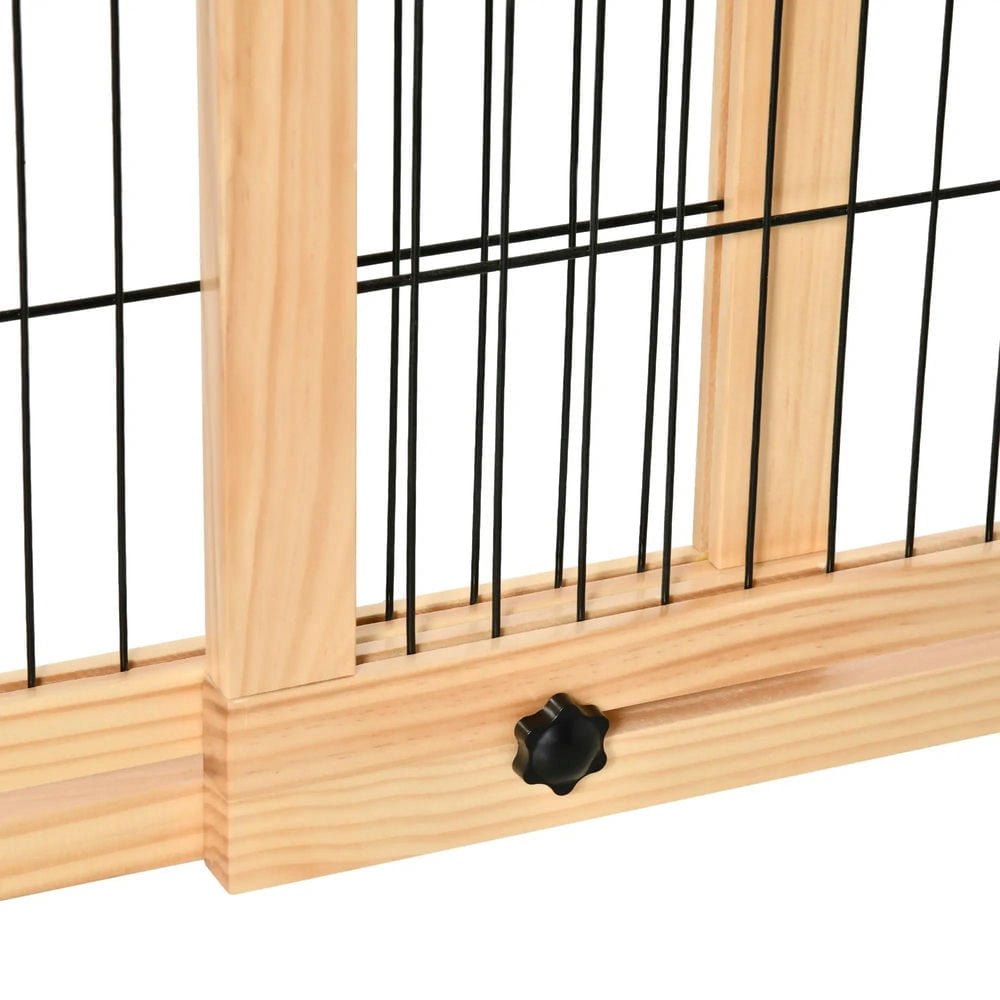 Yardi Yarda 72" W x 27" H Extra Wide Freestanding Pet Gate with Adjustable Length Dog, Cat, Barrier for House, Doorway, Hallway, Natural
