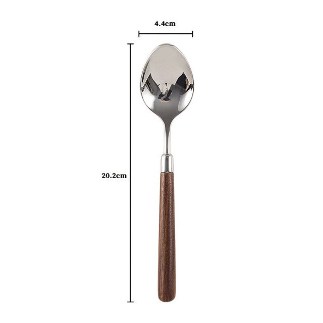 Cuchillo, tenedor y cuchara con mango de madera de acero inoxidable 304 Fivean unisex