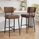 thumbnail image 1 of Yeshouse Juego de 2 taburetes de bar modernos de 66 cm, tapizados con respaldo y patas de metal, con asiento de piel sintética para isla de cocina y mostrador, 1 of 9