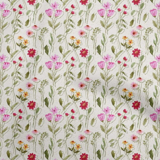 oneOone Tissu Georgette Viscose Rose Matériel de Robe Florale Tissu Imprimé Tissu au Mètre 42 Pouces de Large
