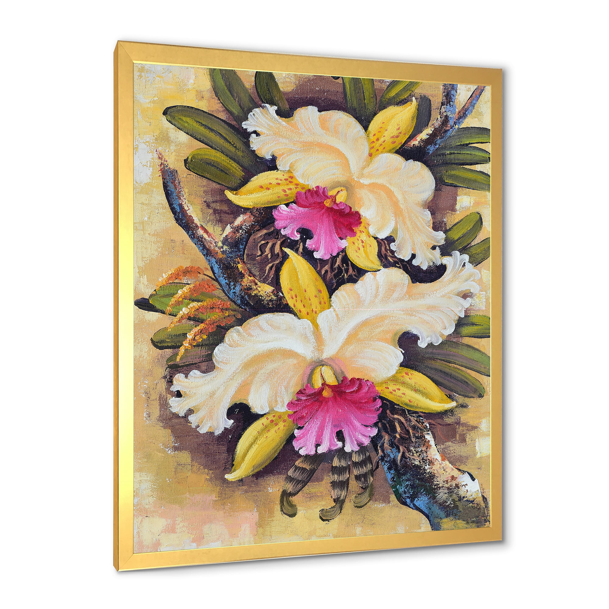 Designart 'Ancient Forest Orchids II' Traditional Framed Art Print
