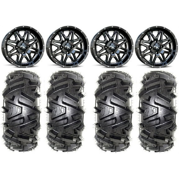 MSA Black Vibe 14" UTV Wheels 30" Moto MTC Tires Polaris RZR XP 1000 / PRO XP / Ranger XP 900/1000