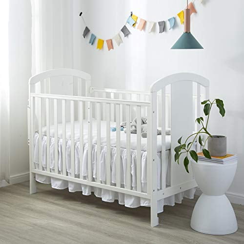 White Ruffled Crib Bed Skirt Double Layer Nursery Toddler Dust Ruffle Bedding Skirt 14" Deep Drop