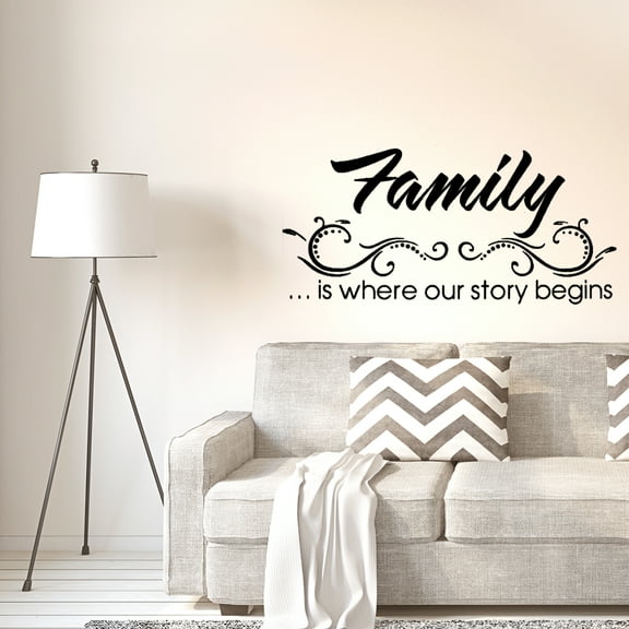 Unique Bargains Family Text Pattern Removable Peel and Stick Wall Decals Sticker Decor Home Hallway